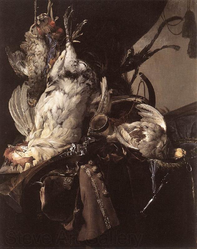 Willem van Still-Life of Dead Birds and Hunting Weapons Norge oil painting art